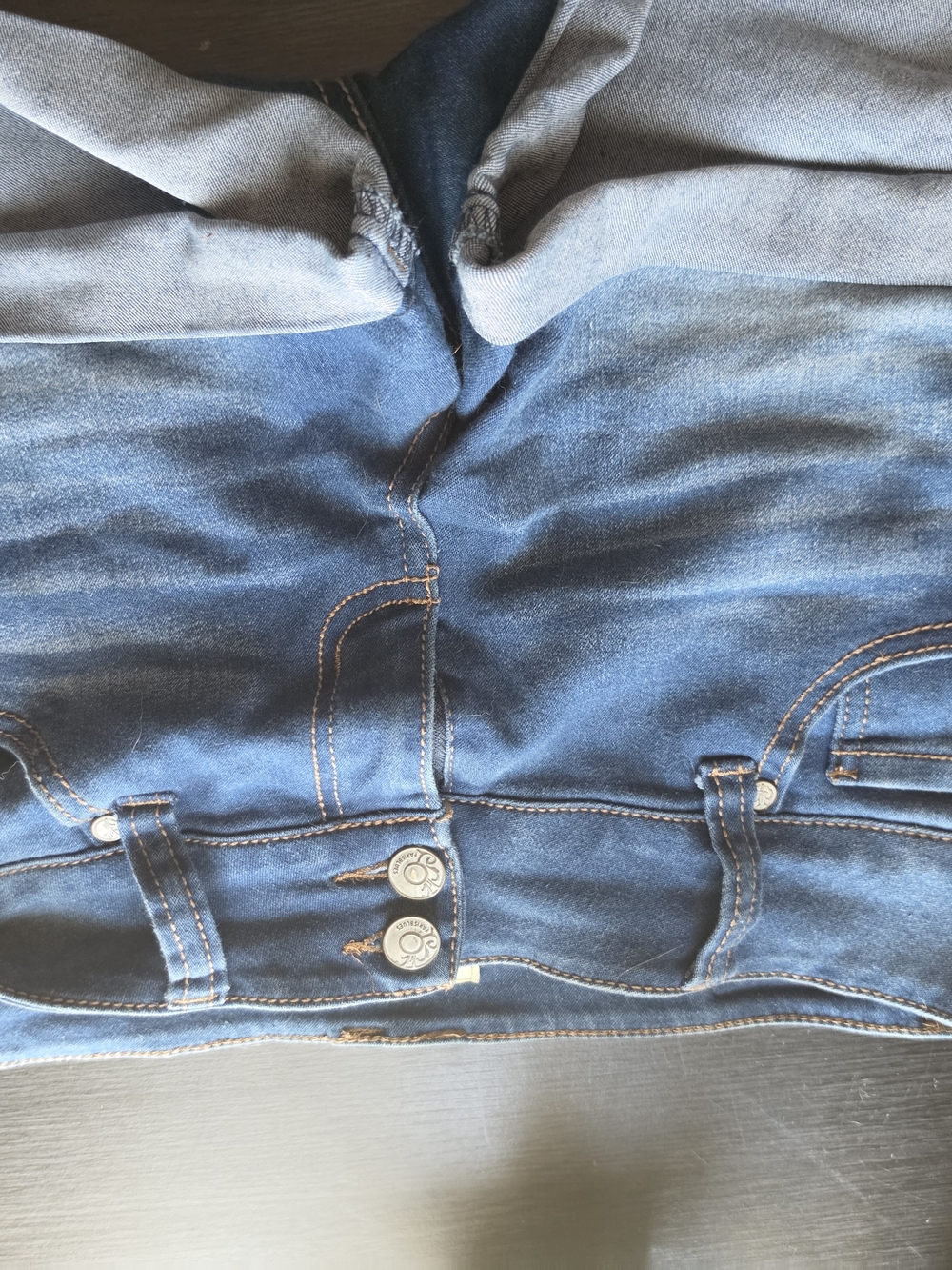 Paris Blues Dark Blue Denim Shorts with Gray Waistband